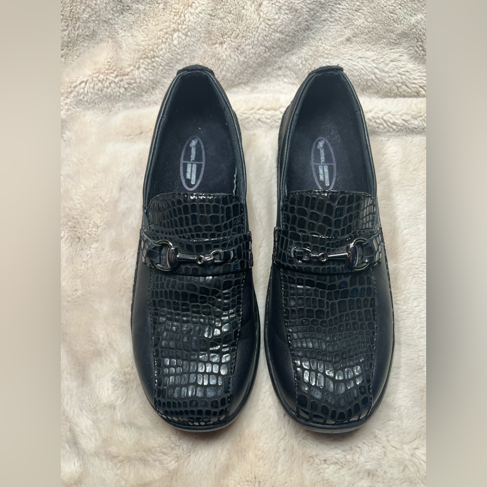Aetrex Comfort Slip On Black Shoes Size 7.5